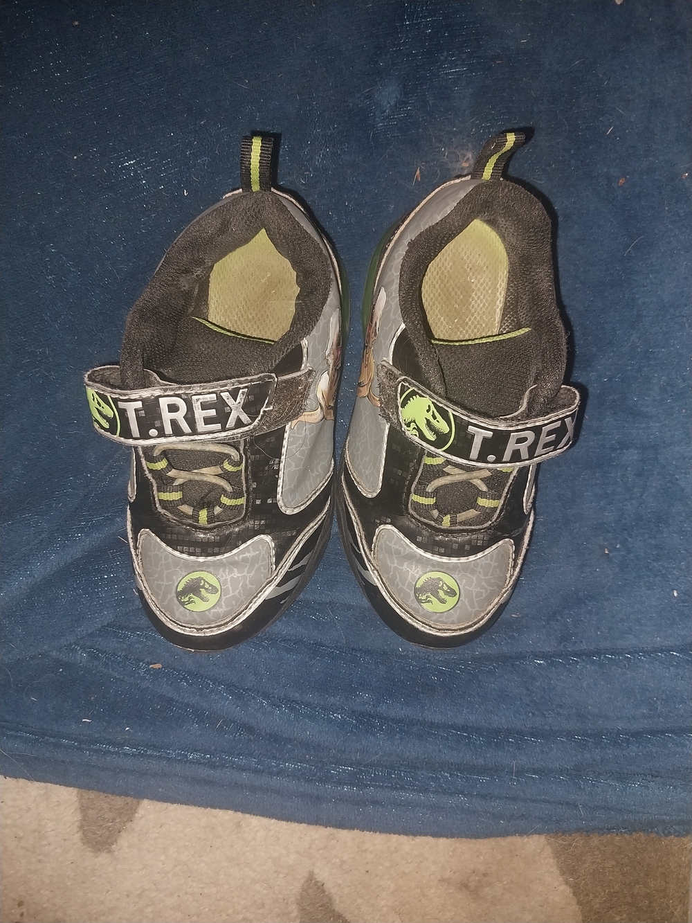 Kids' Black and Gray Sneakers with Green Accents
